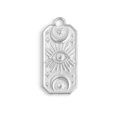 WJW - 18K Gold Stainless Steel Rectangle Mystical Evil Eye Charm