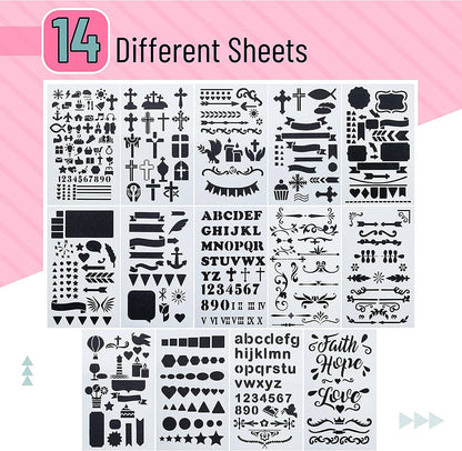 Mr. Pen - Creative Bible Journaling Stencil Set - 14 Sheets