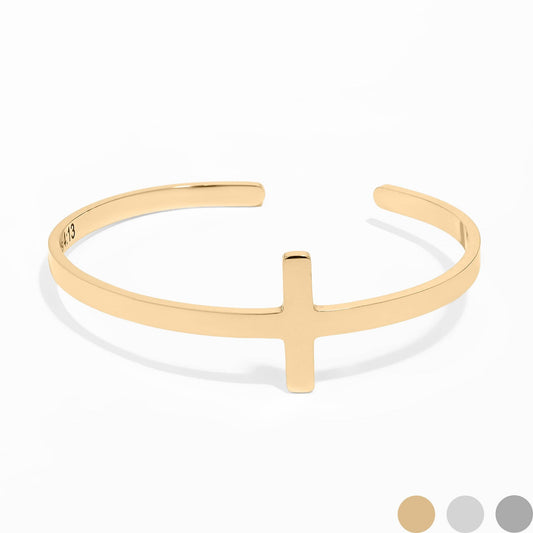 WJW - Stainless Steel Cross Cuff Bracelet with Christian Scripture Philippians 4:13