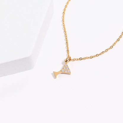 WJW - 18K Gold PVD Stainless Steel CZ Martini Glass Charm