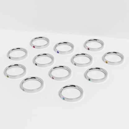 WJW - Stainless Steel Birthstone Engravable Stacking Ring