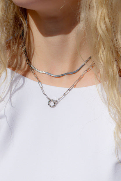 WJW - 18K Gold PVD Paperclip Rhinestone Charm Holder Necklace