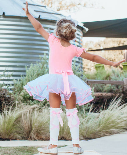 RuffleButts + RuggedButts - Girls White Ballet Bow Leg Warmers