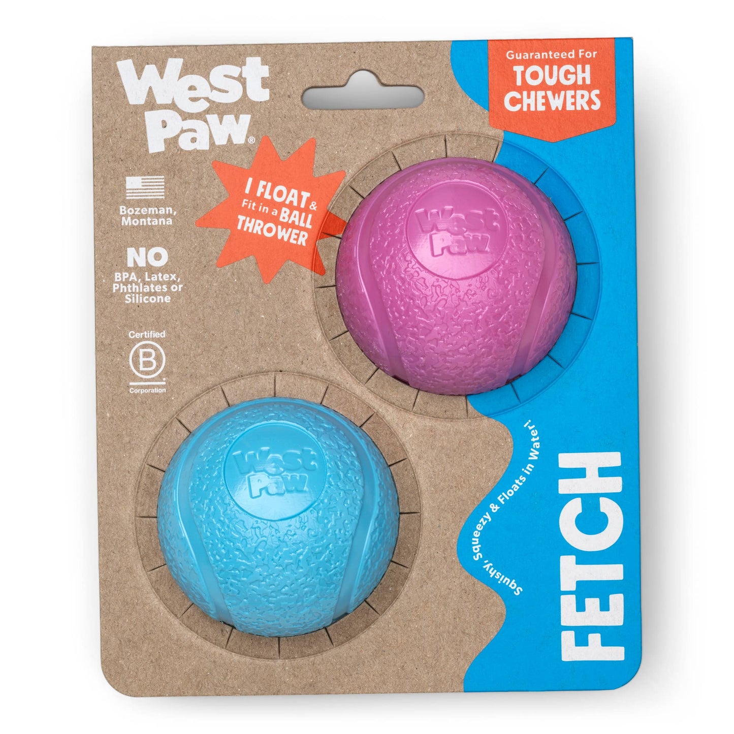 West Paw - Boundr® 2-Pack Dog Toy Ball for Play, Chew, and Fetch