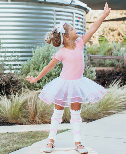 RuffleButts + RuggedButts - Girls White Ballet Bow Leg Warmers