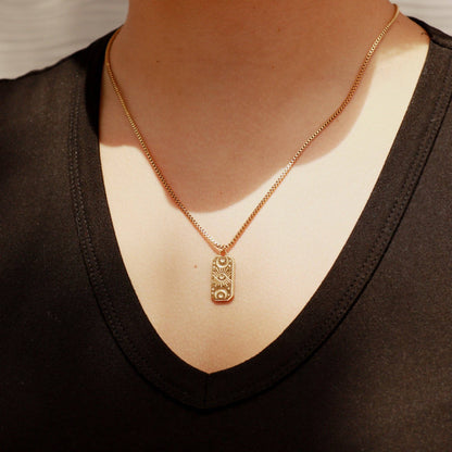 WJW - 18K Gold Stainless Steel Rectangle Mystical Evil Eye Charm