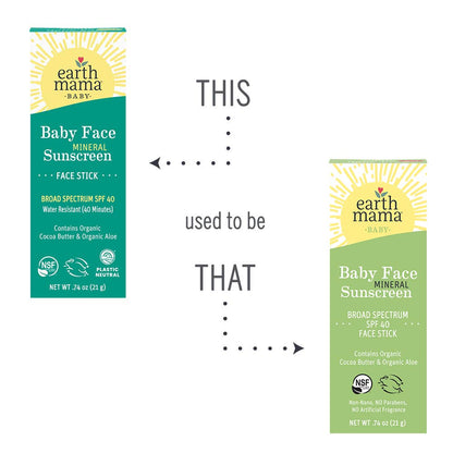 Earth Mama Organics - Baby Face Mineral Sunscreen Face Stick - SPF 40