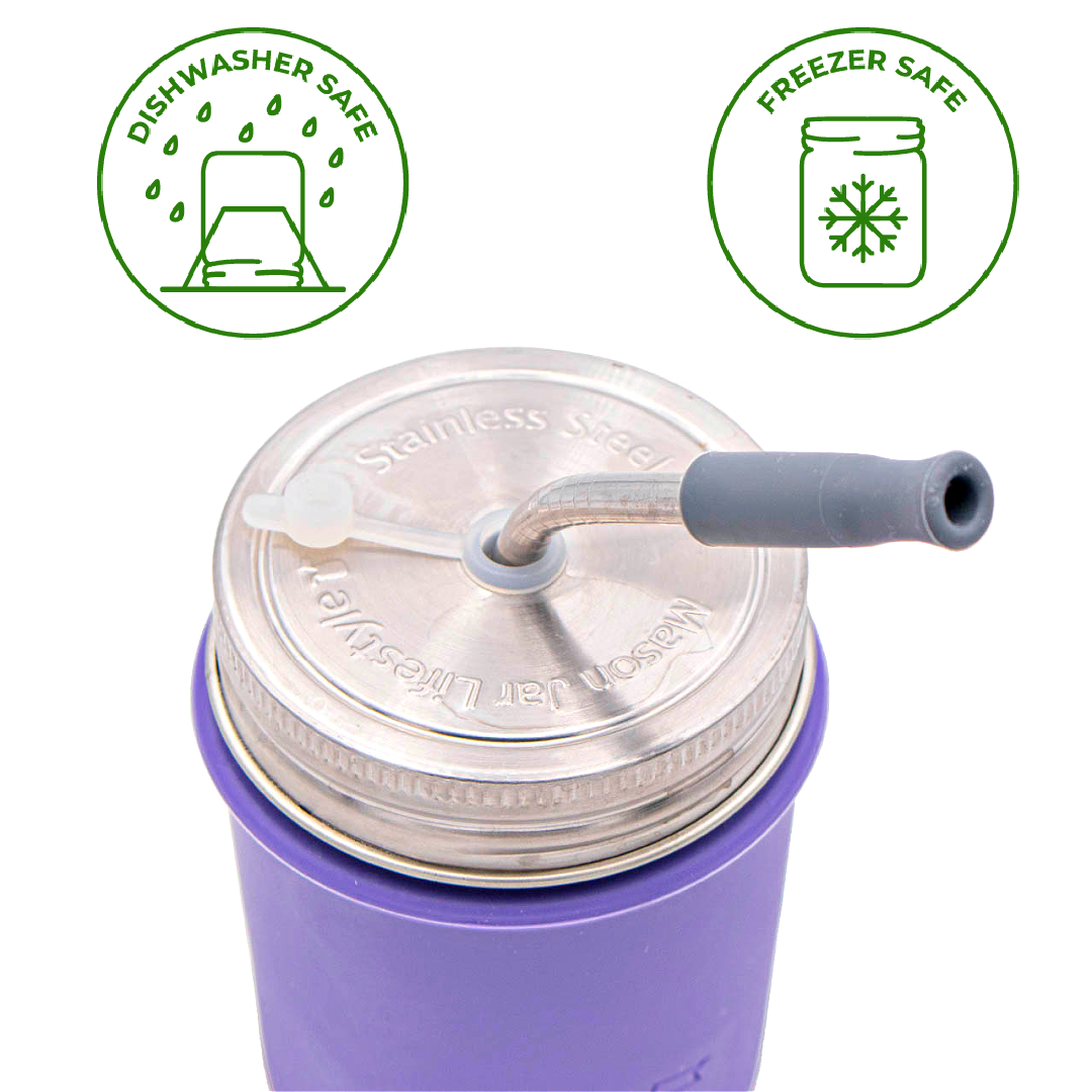 Mason Jar Lifestyle - Stainless Steel Straw Hole Tumbler Lids for Mason Jars