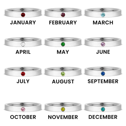 WJW - Stainless Steel Birthstone Engravable Stacking Ring