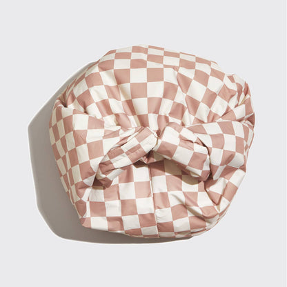 KITSCH - Satin Lined Flexi Shower Cap - Terracotta Checker