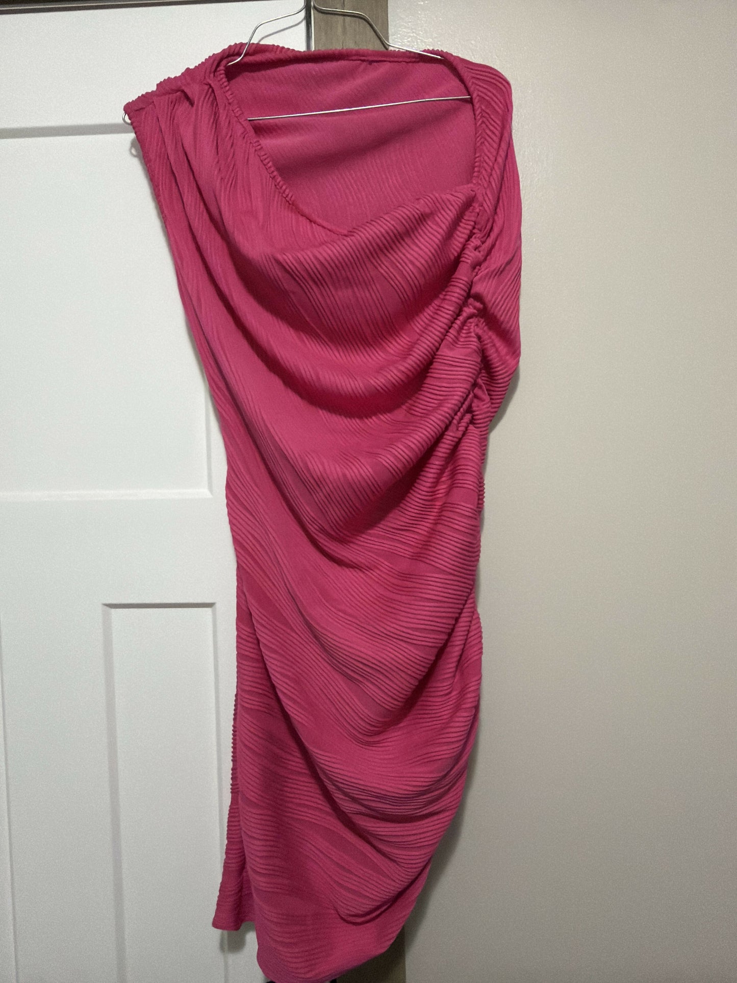 Pink off the shoulder dress- size large